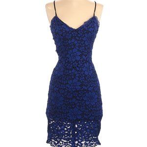 NBD ROYAL BLUE CROSSED BACK LACE EMBRODERIED DRESS